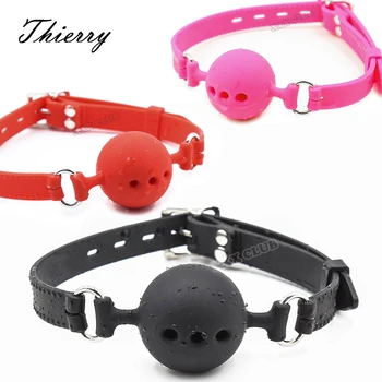 Thierry Fetish Extreme Silicone Breathable Ball Gag Bondage Restraints Open Mouth Gags Adult Game Sex Toys For Couple Size S M L 1