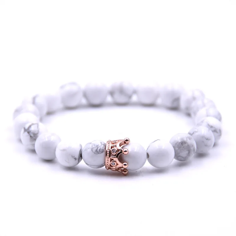 YIZIZAI Couple Bracelet Crown Bracelets For Women Charm Stone Beads Men Jewelry Pulseira Masculina Bileklik Pulseira Feminina