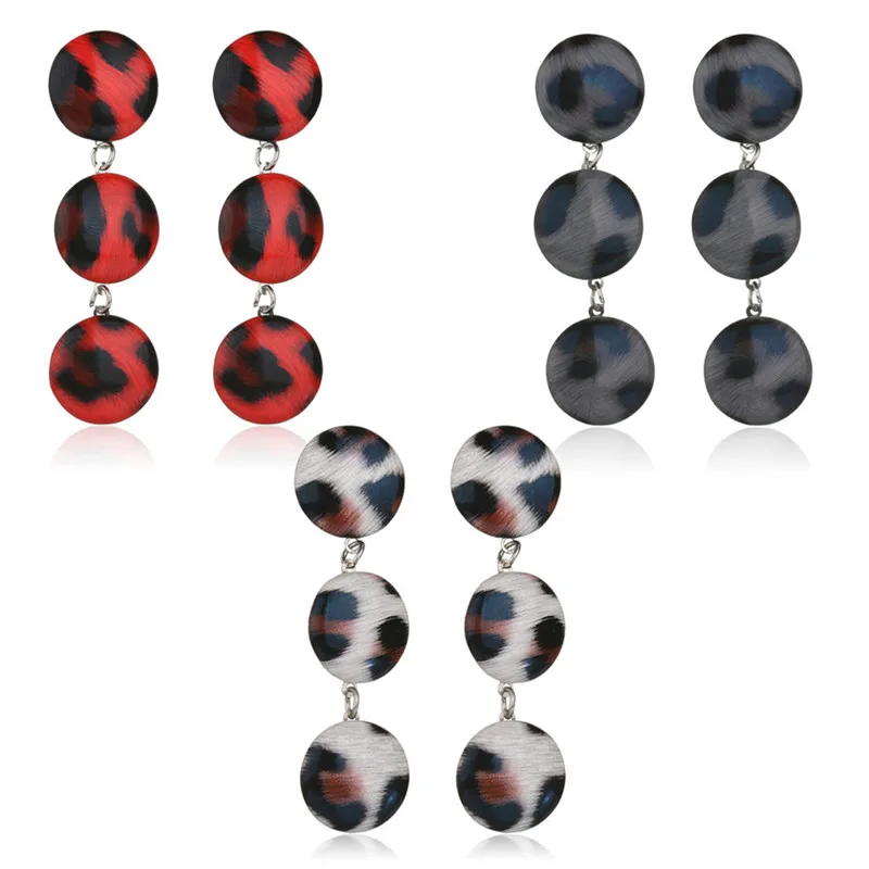

Qiao La New Fashion Bohemian Retro Sexy Leopard Circle Set Combination Long Paragraph Ladies Party Pendant Earrings Jewelry