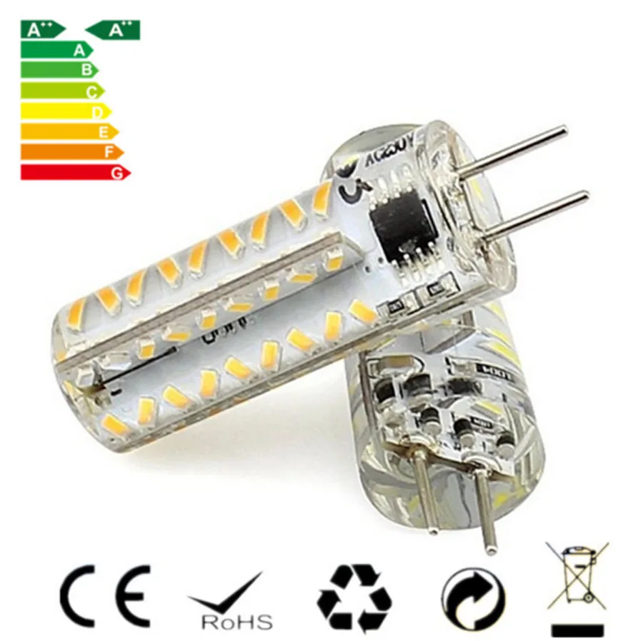 

5pcs/lot G9 led bulb Dimmable Silicone Corn lamp 220V 72LED SMD 3014 dimmable led light lamp for Crystal Chandeliers