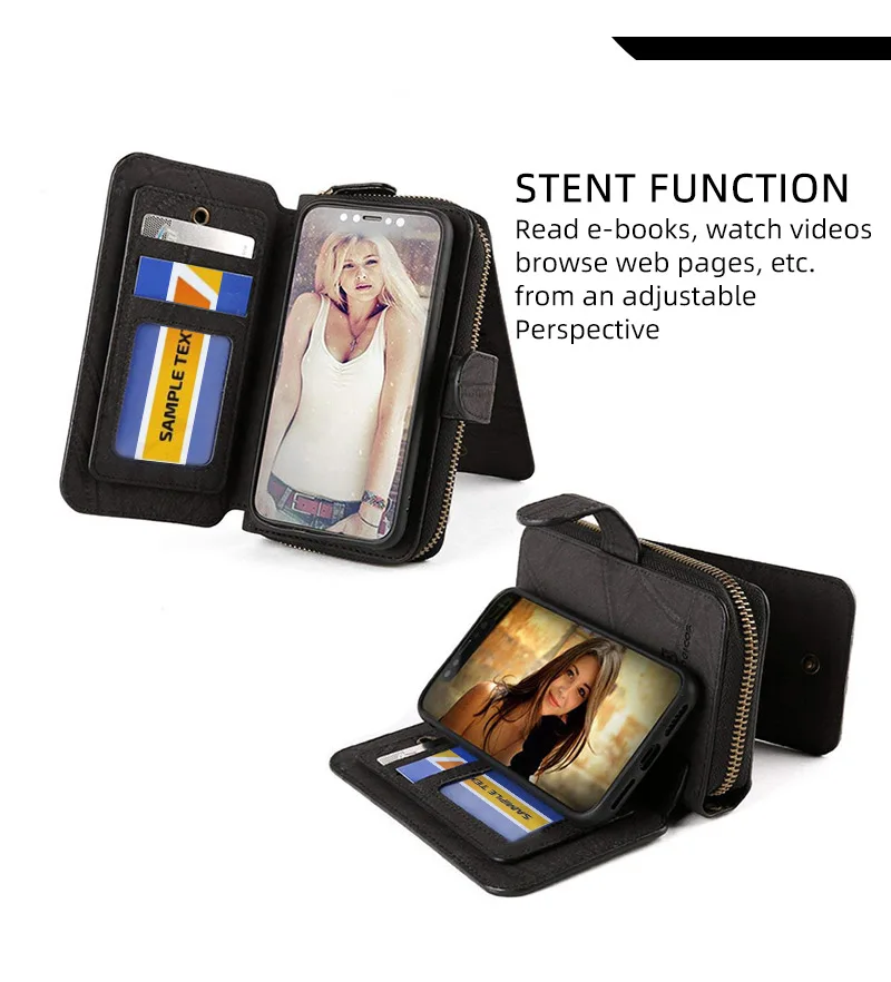 Многофункциональный чехол-бумажник для телефона samsung NOTE10+ S6 S7 S8 S9 j3 A50 чехол для воспоминаний, большая вместительность, застежка-молния для мобильного телефона чехол