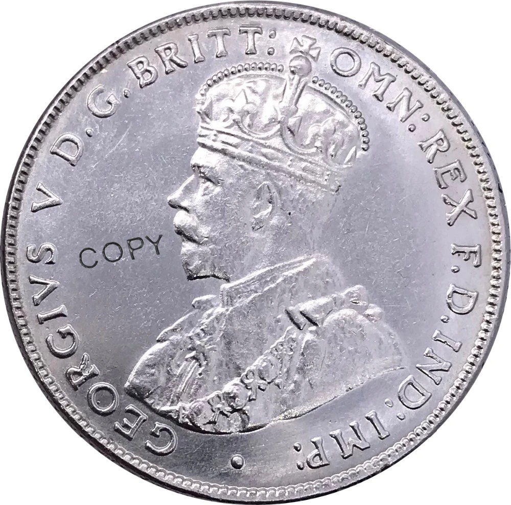 Australia 1 One Florin Two Shillings George V 1935 Advance Crowned Bust Left Cuproickel Plated Silver Copy Coins