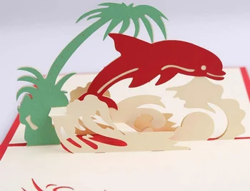 

10pcs 3D Dolphin Handmade Kirigami Origami For Wedding Party Invitation Cards Greeding Postcard