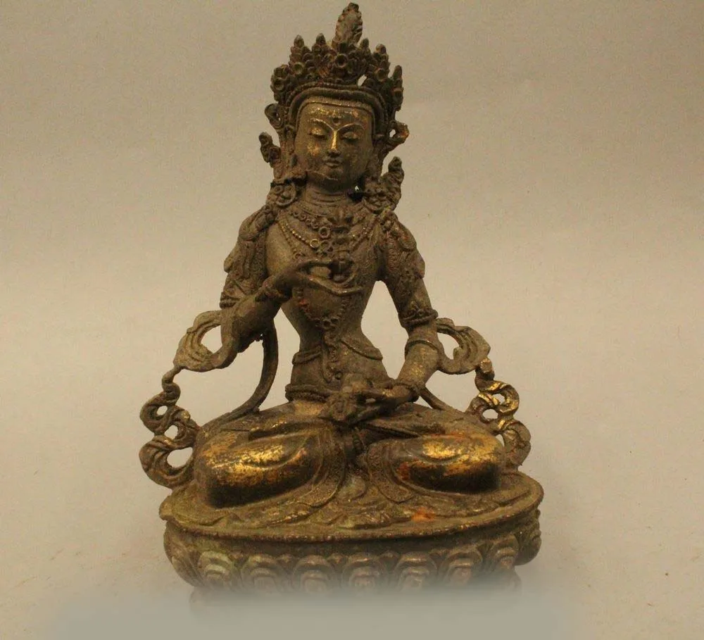 

DS 9" Tibet Buddhism Bronze Gild Seat Vajradhara Vajrabhairava Goddess Buddha Statu