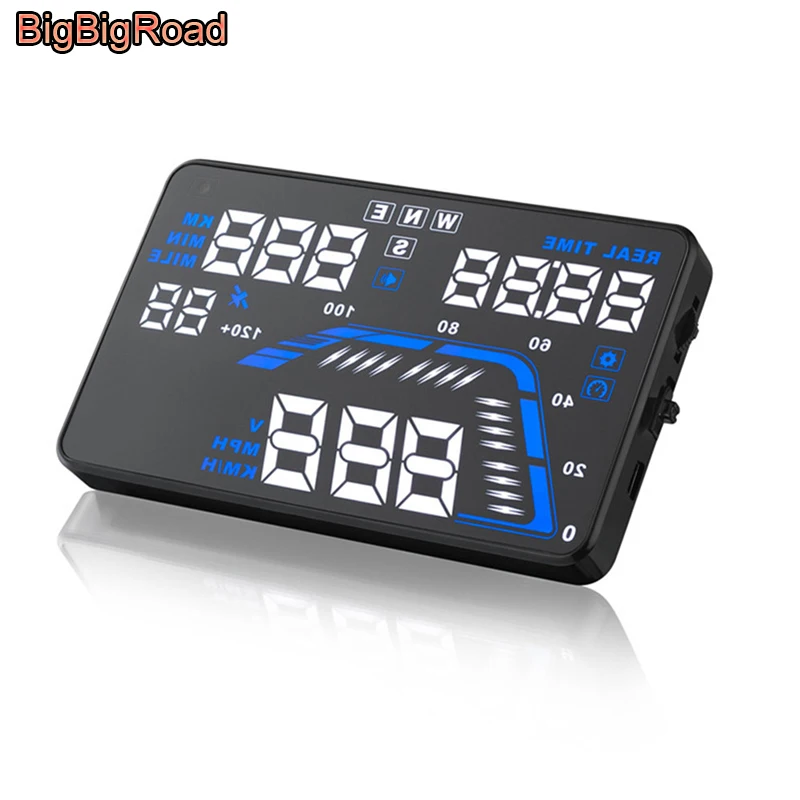 BigBigRoad автомобиля gps HUD 5,5 дюймов Head Up дисплей ветрового стекла проектор спутникового времени высота скорость одометр Предупреждение