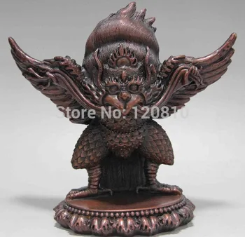 

9 China Buddhism Temple exquisite Red Copper Garuda Bird God Buddha Statue