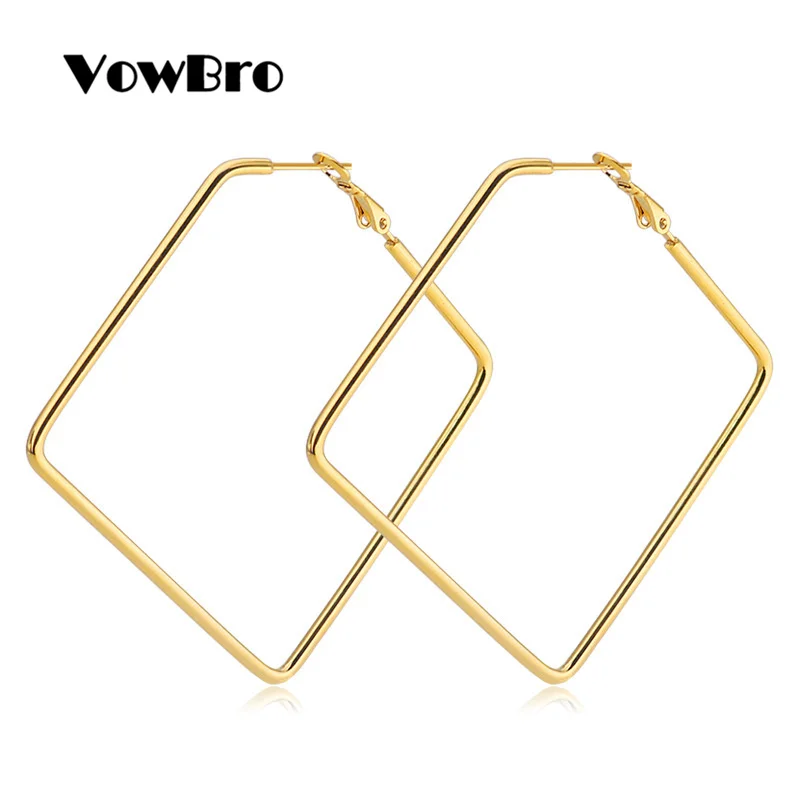 

VowBro High Quality Stainless Steel Silver Square Hoop Earrings Silver Smooth Star Earrings Rings Ear Loop Party Jewelry