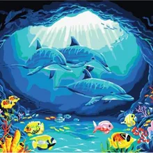 Высокое качество морской Кит напечатаны DIY цифровая картина маслом по номерам ручная роспись маслом 40x50 см без рамки