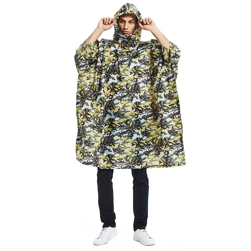 Military Tactical Multifunction Raincoat Poncho Cover Tent Hiking Rainwear