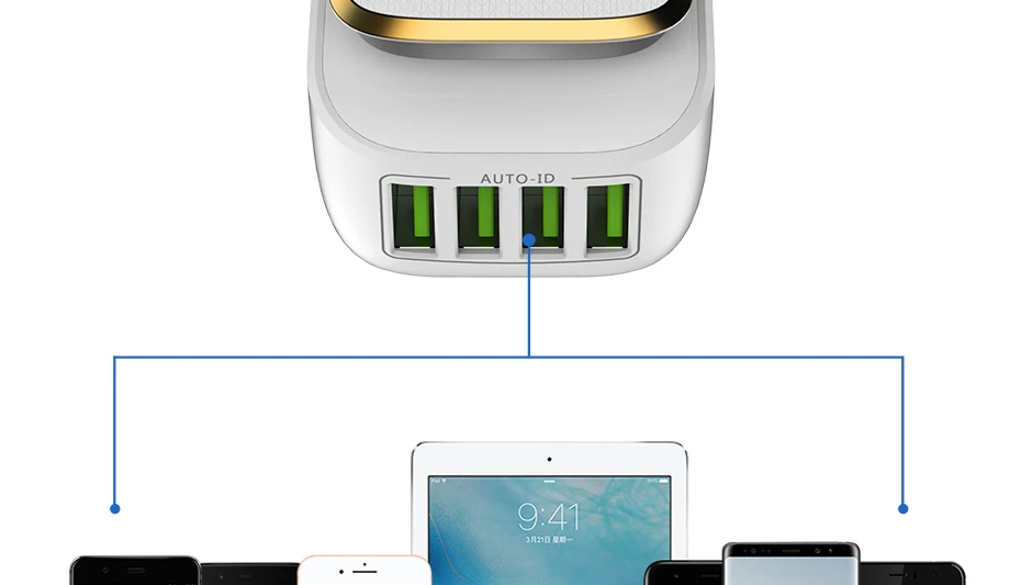 TOPK 4-Порты и разъёмы EU/US/UK/AU разъем 22W USB Зарядное устройство светодиодный светильник авто-ID заграничного паспорта сетевой адаптер Универсальный мобильный телефон Зарядное устройство