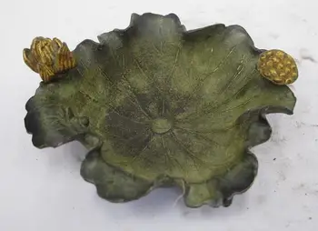 

Chinese Folk Classical Copper bronze gilt lotus leaf Censer Pen wash Statue