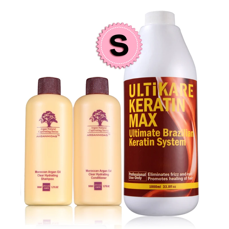 Uitikare Cheaper 1000ml Brazilian Keratin Treatment 8% Keratin Straight+Free Travel Argan Oil Hair Shampoo and Conditioner