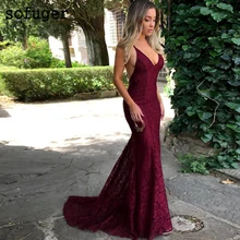 Бургундия вечерние платья Кружева спинки V шеи арабский Vestidos De Fiesta De Noche мусульманский особый случай