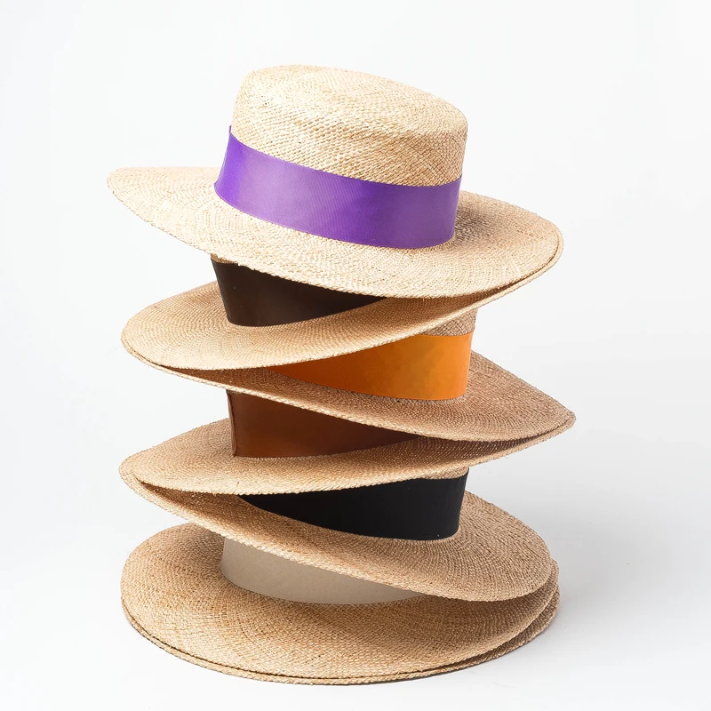 

Boater Hat Women Summer Straw Hats Ladies Beach Vacation Sun Hat 2019 New FashionTop Quality Handmade 691024