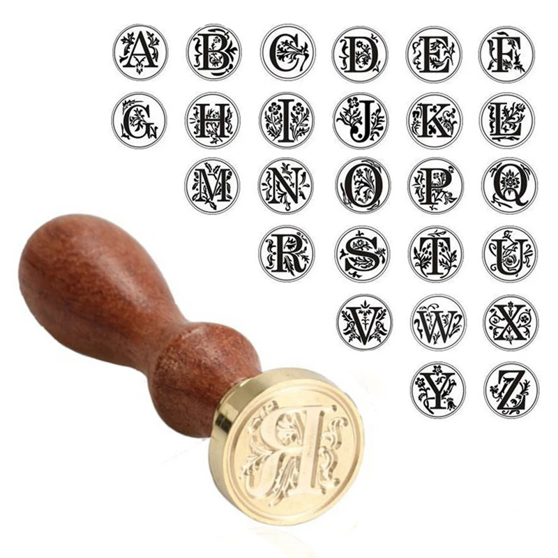 26 Letters Classic Retro Alphabet Initial Sealing Wax Seal Stamp Copper Head A-Z 