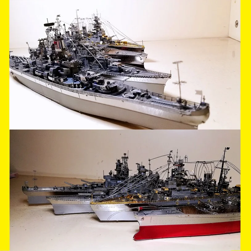 

3D Metal Puzzle Class Destroyer Type Warship Model DIY Laser Cut Jigsaw KMS Bismarck Battleship USS Enterprise Missouri Yamato