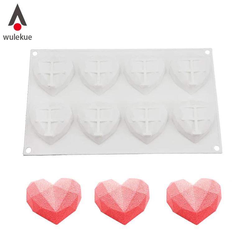 

Wulekue 8 Cavity Diamond Cute Silicone Mould For Sponge Cakes Mousse Dessert Baking Tools Bakeware Accessories
