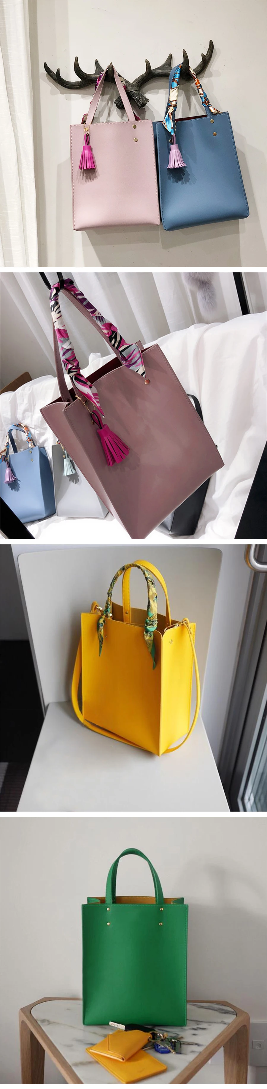 Top-handle Women Handbag Solid Big Capacity Women Casual Tote Fashion Brand Females Bucket Luxury PU Leather Ladies Bolsa