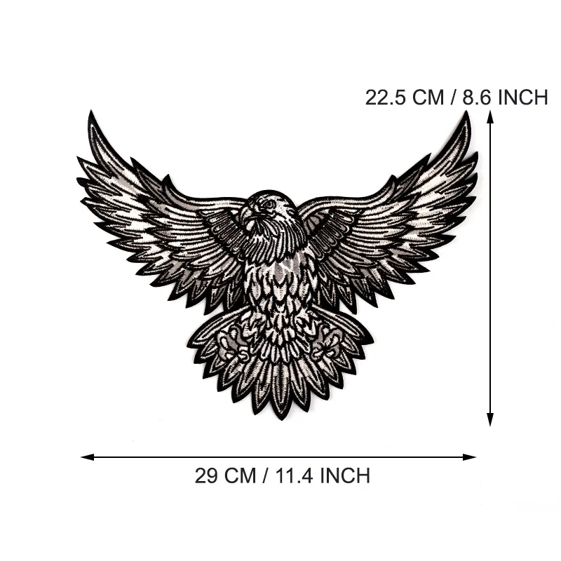 29,0x22,5(см) Большой 3D Панк Орел байкер вышивка аппликация на железе нашивки для одежды сзади большой размер вышивка патч