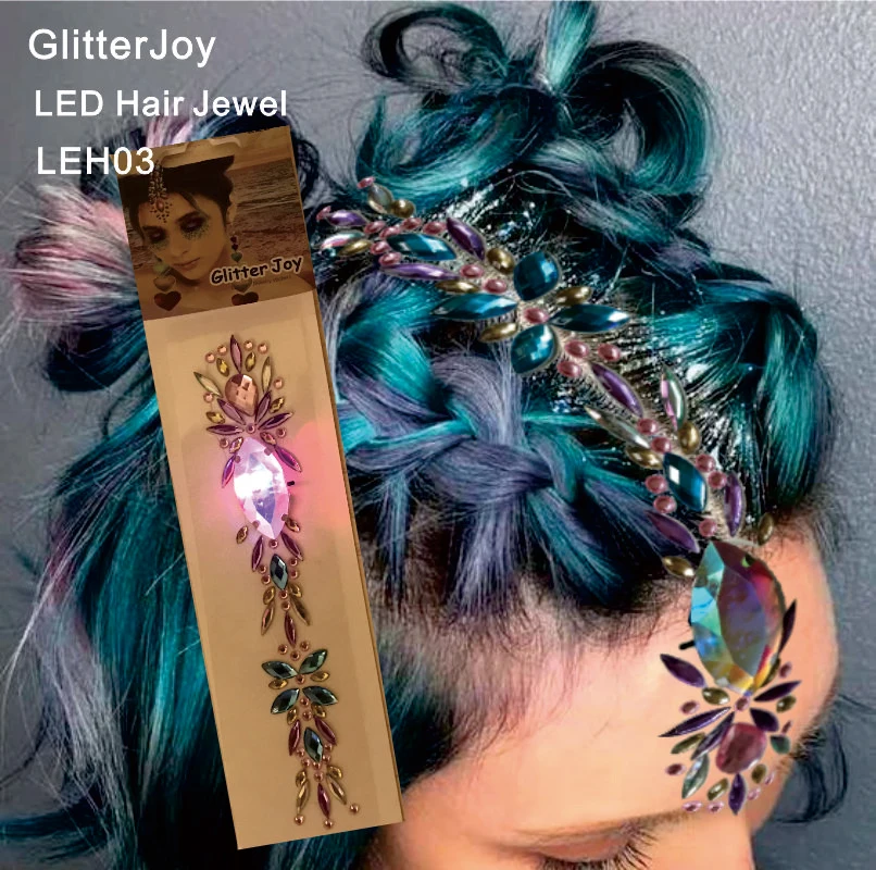 

LEH03 1 PC LED Hair Tattoo Sticker best Hair Accessories for festival Makeup Sticker