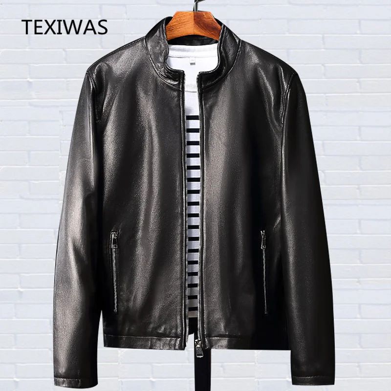 Cheap TEXIWAS Autumn Plus size Genuine Leather Jacket Men stand Sheepskin real leather jacket zip coat male Biker jacket outerwear 0 Cheap TEXIWAS Autumn Plus size Genuine Leather Jacket Men stand Sheepskin real leather jacket zip coat male Biker jacket outerwear 0