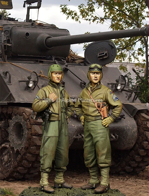 

1/35 US 3rd Armored Division Set, 2 figures, Resin Model Soldier GK, World War II military theme, Unassembled and unpainted kit