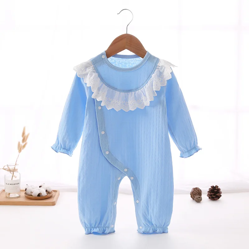

One-Piece Jumpsuits Buttons-Up Soild 100% Cotton Short-Sleeves Solid Color Cute Coveralls 3-12 Months