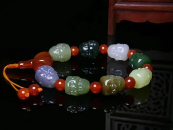 

H70#Buddha head, Hetian jade multi-treasure bracelet, carved into a fine, jade delicate oily
