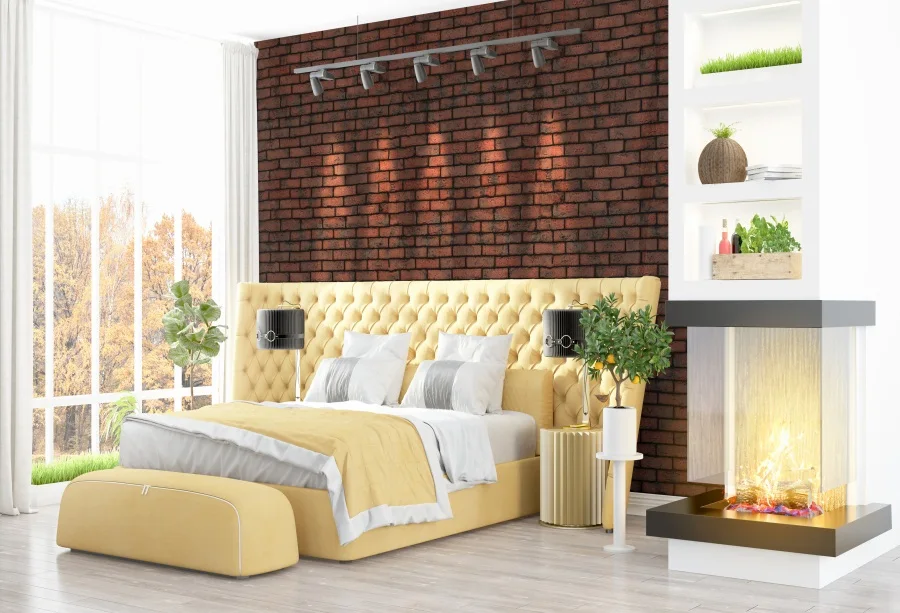 

Laeacco Modern Bedroom Brick Wall Window Light Scenic Photographic Backgrounds Photography Backdrops For Photo Studio