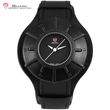 

Silky Shark Sport Watch Men Watches Brand Luxury Hodinky Black 3 D Dial Military Quartz Genuine Leather Strap Male Clock /SH482