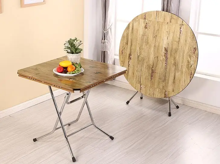 Simple folding round square dining table Household round table Small-sized square table Mahjong table