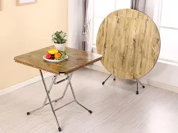 

Simple folding round square dining table Household round table Small-sized square table Mahjong table