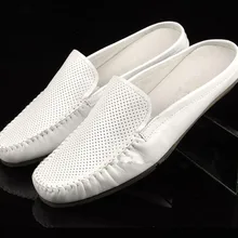 Модные мужские сандалии Брендовая верхняя одежда летние воздухопроницаемые Тапочки белые черные синие сетчатые из натуральной кожи