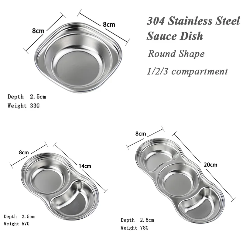 SUS 304 нержавеющая сталь перец жаркое мясо соус блюда миска еда приправа лоток отдельный уксус для суши соевые тарелки Посуда
