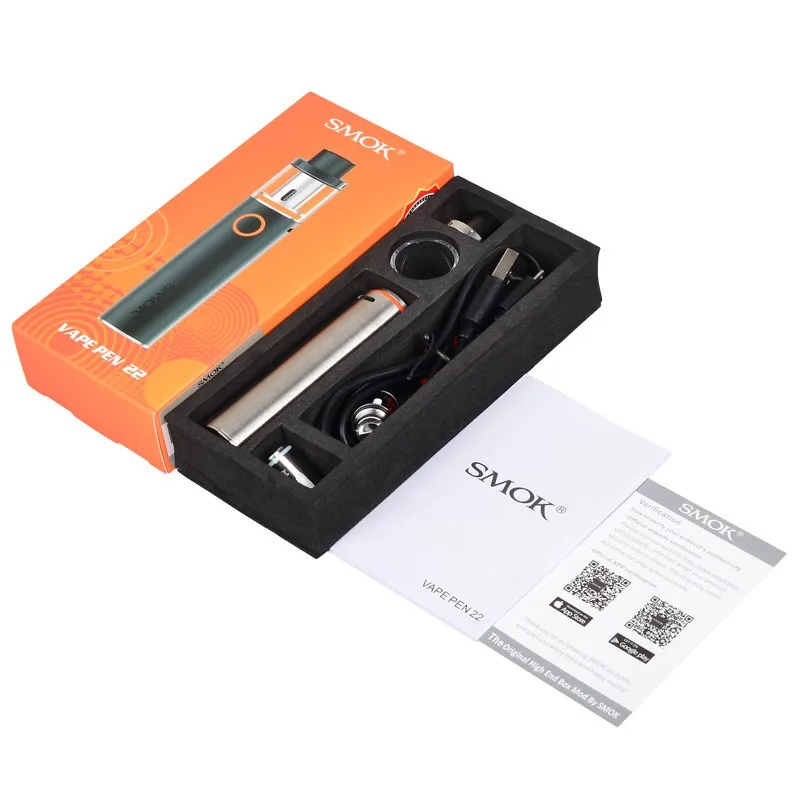 100% Original Smok Vape Pen 22 Kit Built-in 1650mah Battery with Vape Pen 22 Tank 0.4ohm Dual Core elektronik cigarette_6