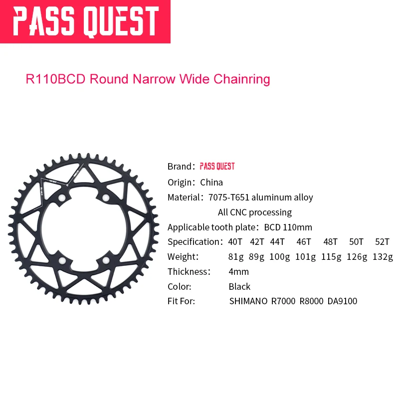 PASS-QUEST-R110-4-BCD-110BCD-Round-Road-Bike-Narrow-Wide-Chainring-40T-52T-Bike-Chainwheel(2)