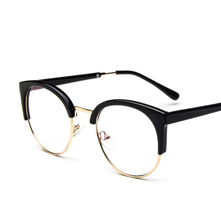 Винтажные большой кошачий глаз очки оправа женские оптические компьютерные очки с разметкой Близорукость ретро женские очки оправа для очков oculos - Цвет оправы: Gold F Black
