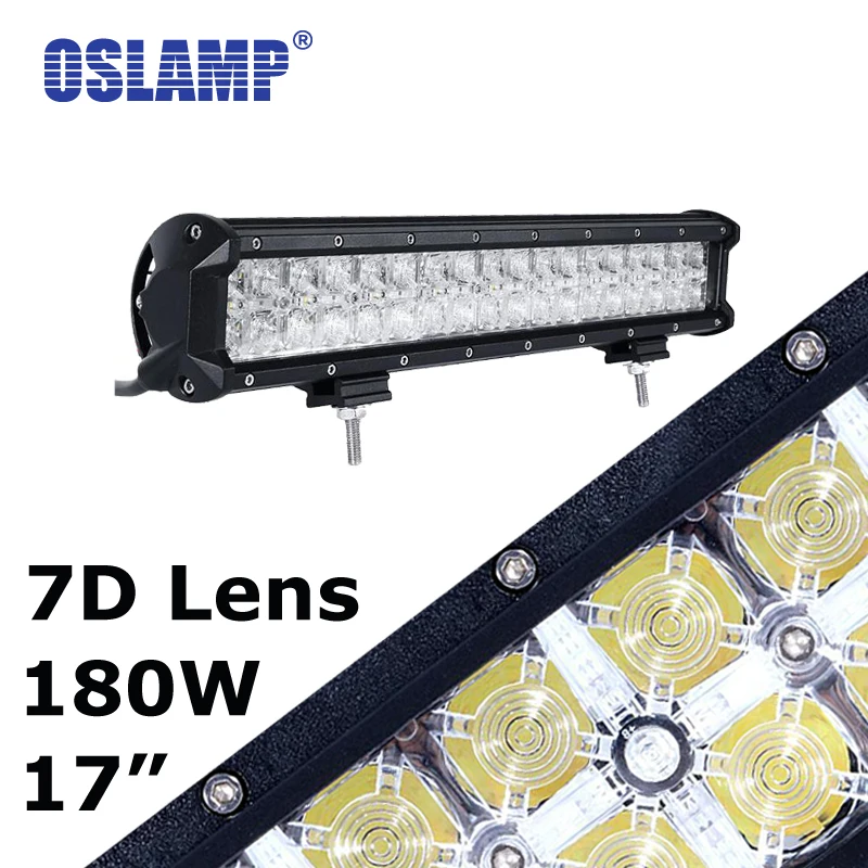 

Oslamp 180W 17" 7D Combo Work Led Light Bar with DRL Offroad Driving Lamps for Car SUV ATV Truck PickUp RZR 12V 24V
