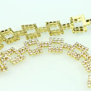 

5Yards Costume Applique Glass Rhinestone Trimming Gold Silver Rose Gold Chain Claw Trim