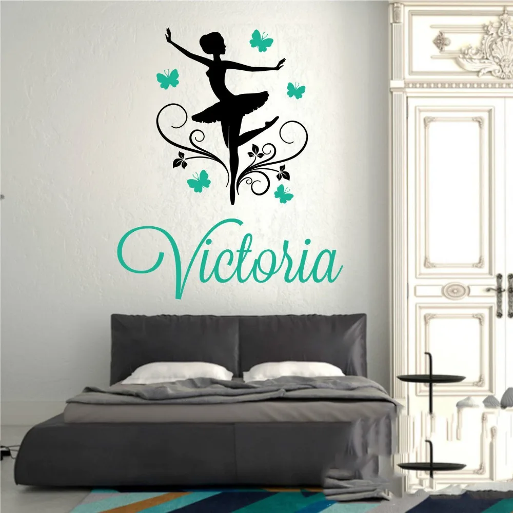 Personalized girls name wall sticker ballerina art vinyl poster ... Wall stickers personalizzati