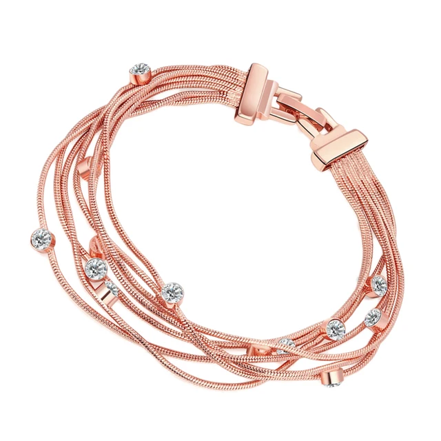 New Fashion Multi Layer Bracelet Simple Rose Gold Elegant Bracelets New Fashion Multi Layer Bracelet Simple Rose Gold Elegant Bracelets Cuff Wrist Jewelry For S
