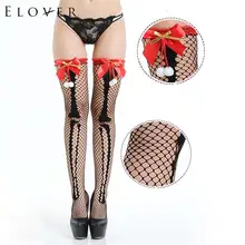 Elover тела чулок ажурные Детские куклы Для женщин пикантные сексуальное ПЕРФОРИРОВАННОЕ женское белье чулки взрослых Нижнее белье Луки женские сапоги до колена