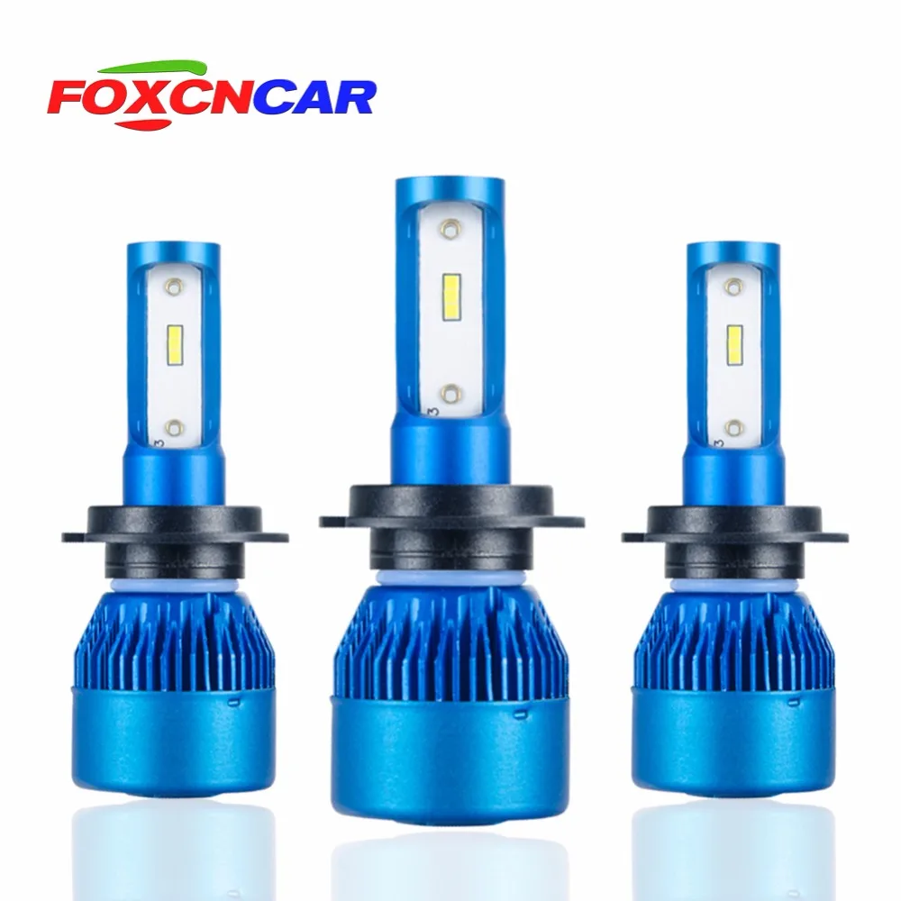 Foxcncar H7 H4 H11 H1 Светодиодные Автомобильные фары лампа мини 9005 9006 COB CSP чип 12V 10000lm 72W 6500K