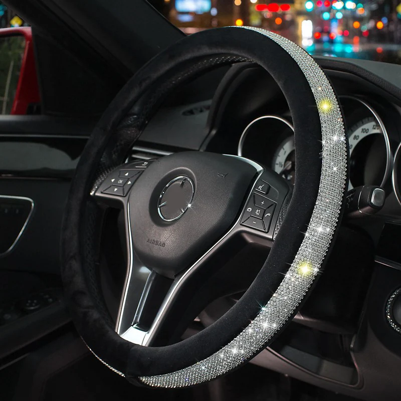 Buy Diamond Plush Fur Car Steering Wheel Cover Crystal