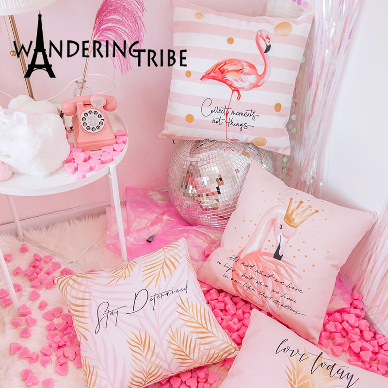 

Wholesale Wedding Party Gift Pink Pineapple Cushion Cover Palm Leaf Flamingo Throw Home Office Car Sofa Decorative Pillow Case
