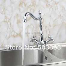 Шарнирный, хромированный латунь носик кухонного крана чаша умывальника, раковина двойные ручки на бортике смеситель MF-449 смеситель кран