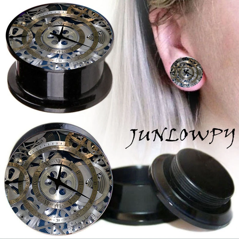 Clock Acrylic Ear Gauge Plugs And Flesh Tunnels Piercing Expander