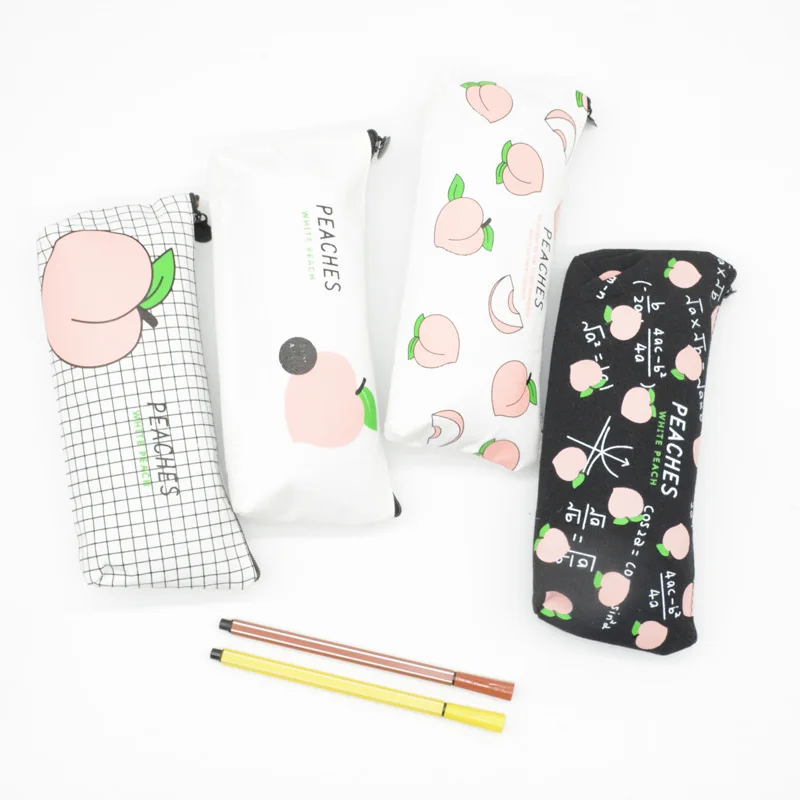 

Peach pencil case Kawai kalem kutusu canvas school supplies estuche escolar trousse scolaire stylo pen case stationery