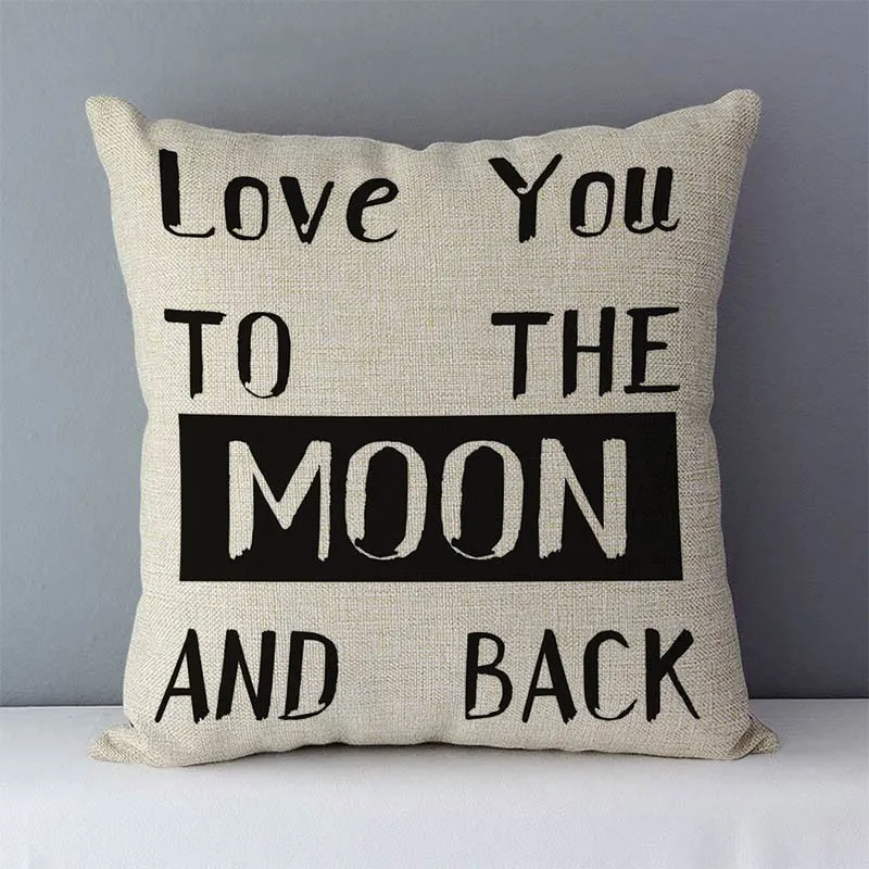 Popular phrase words letters printed couch cushion home decorative pillows 45x45cm square cushions without core "Love you more" 