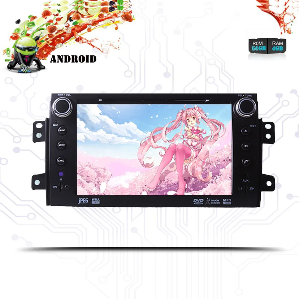 Excellent 8inch 2Din Android9.0 64G Radio Car DVD For SUZUKI SX4 2007 2008 2009 2010 2011 MP4 MP3 Radio Auto Gloness GPS Navigation System 1